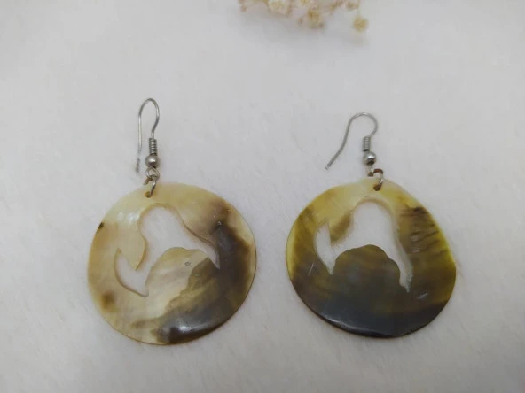 Sedef Yuvarlak Sallantı Küpe - 2