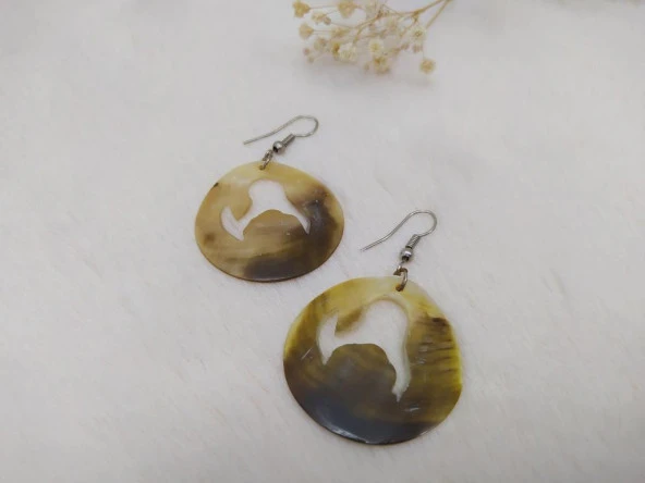 Sedef Yuvarlak Sallantı Küpe - 3