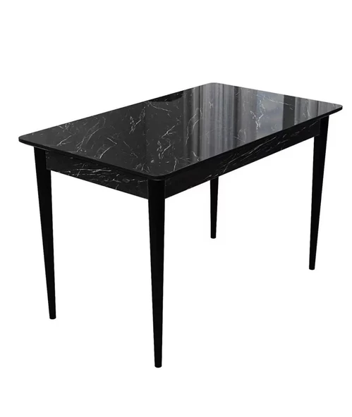 KALİTELİ MDF SABİT YEMEK MASASI  72 x 112 cm  SİYAH MERMER - 2