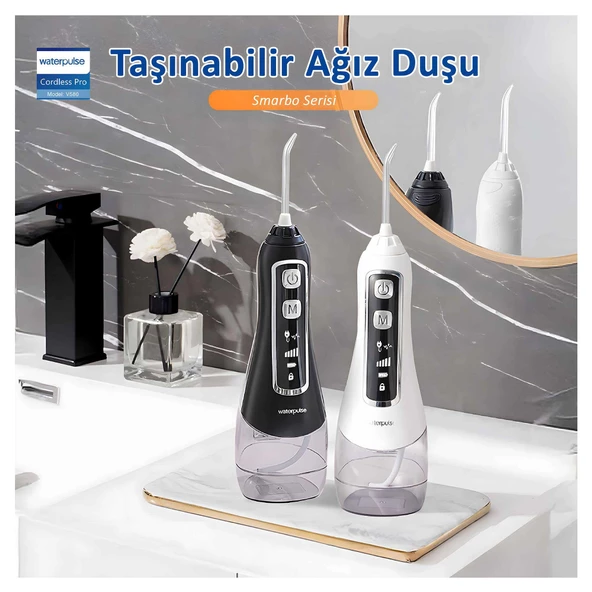 Waterpulse V580 Water Flosser Taşınabilir Şarjlı Masajlı Diş/Protez Bakım ve Ağız Duşu-Beyaz - 4