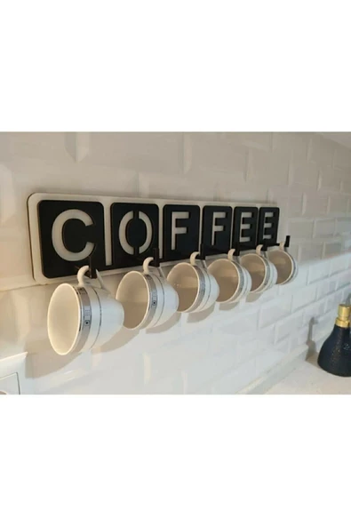 TVS LAZER TASARIM Coffee Yazılı Mutfak Fincan Ve Kupa Askılığı 45cm X 10cm