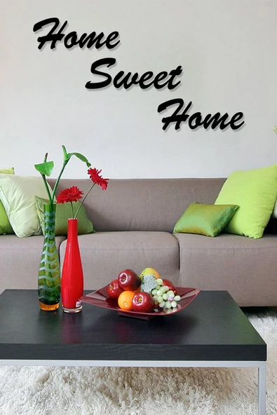 TVS LAZER TASARIM Duvar Süsü Ahşap Duvar Dekorasyon Home Sweet Home Yazılı Dekoratif Duvar Tablosu