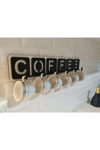TVS LAZER TASARIM Dekoratif Coffee Yazılı Mutfak Fincan Ve Kupa Askılığı - 2