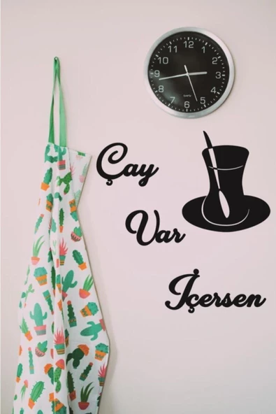 TVS LAZER TASARIM Çay Var Içersen Duvar Tablosu Dekoratif Ahşap Duvar Yazısı - Resim 3