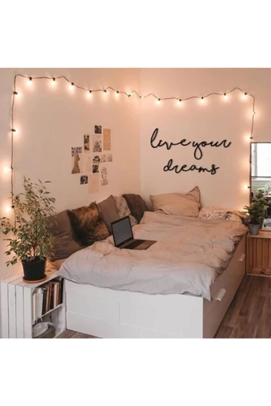 TVS LAZER TASARIM Üçgen Live Your Dreams Dekoratif Duvar Tablosu