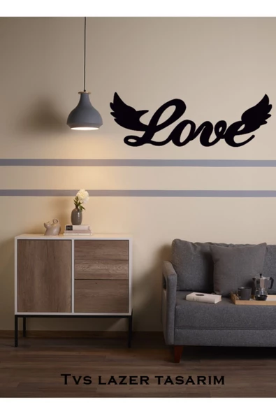 TVS LAZER TASARIM Love Lazer Kesim Dekoratif Tablo Ahşap Duvar Süsü
