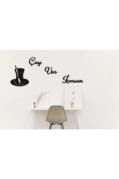 TVS LAZER TASARIM Çay Var Içersen Duvar Tablosu Dekoratif Ahşap Duvar Yazısı - Resim 2