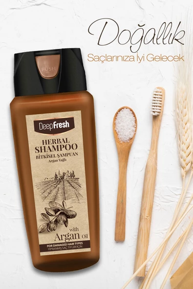 Deep Fresh Herbal Bitkisel Şampuan Argan Yağı Özlü Yıpranmış Saçlar 3 X 500 Ml - 3