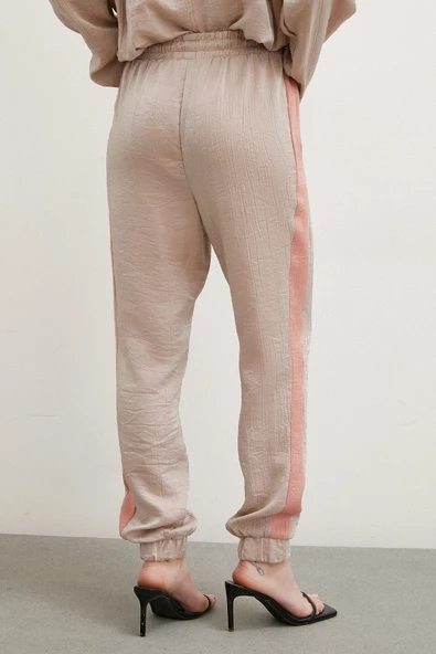 Yanı Şeritli Jogger Eşofman Altı Bej - 6