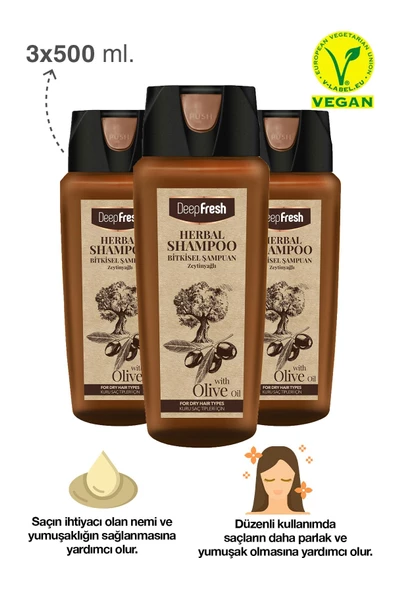 Deep Fresh Herbal Bitkisel Şampuan Zeytinyağı Özlü Kuru Saçlar 3 X 500 Ml - 2