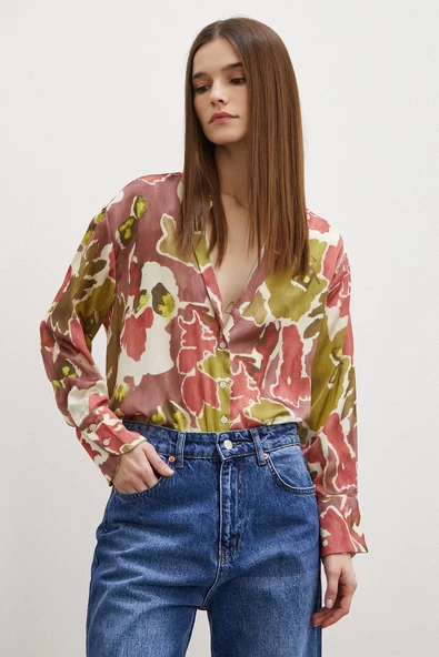 Desenli Gofret Gömlek Haki ürün görseli