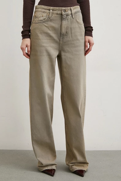 Yüksek Bel Wide Leg Jean Taş - Resim 5