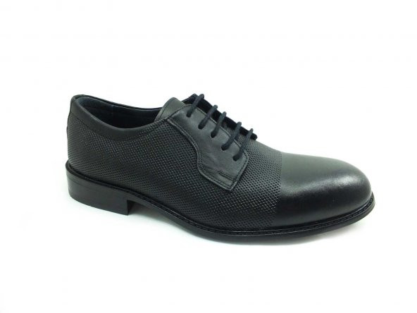 Çarıkçım Bağcıklı Hakiki Deri Klasik Erkek Ayakkabısı Siyah-İğneli 05 985-1