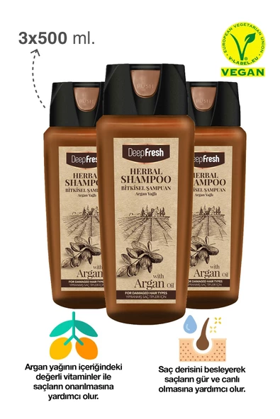 Deep Fresh Herbal Bitkisel Şampuan Argan Yağı Özlü Yıpranmış Saçlar 3 X 500 Ml - 2