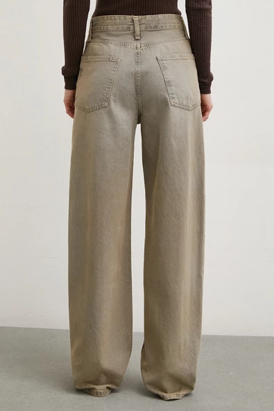 Yüksek Bel Wide Leg Jean Taş - Resim 6