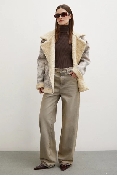 Yüksek Bel Wide Leg Jean Taş - Resim 2