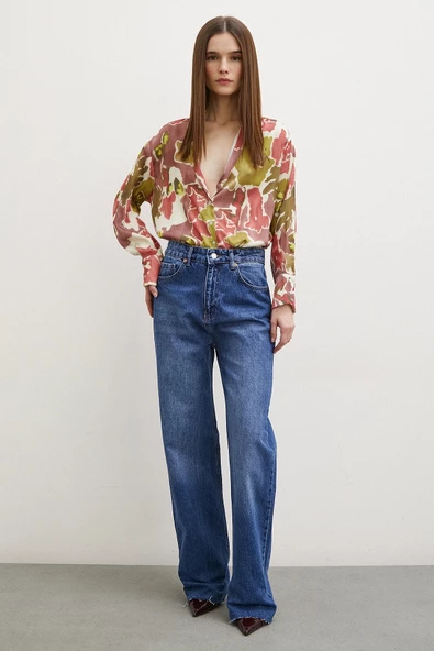 Desenli Gofret Gömlek Haki - Resim 4