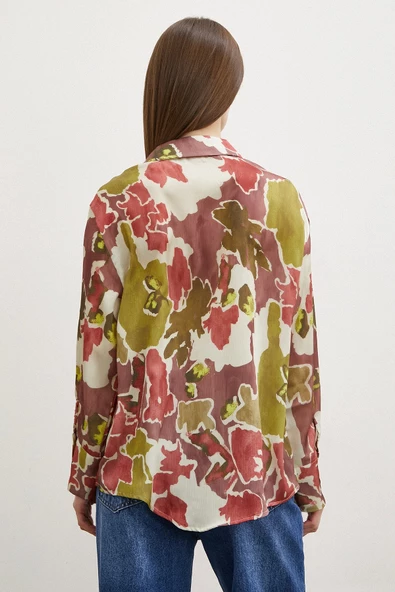 Desenli Gofret Gömlek Haki - Resim 3