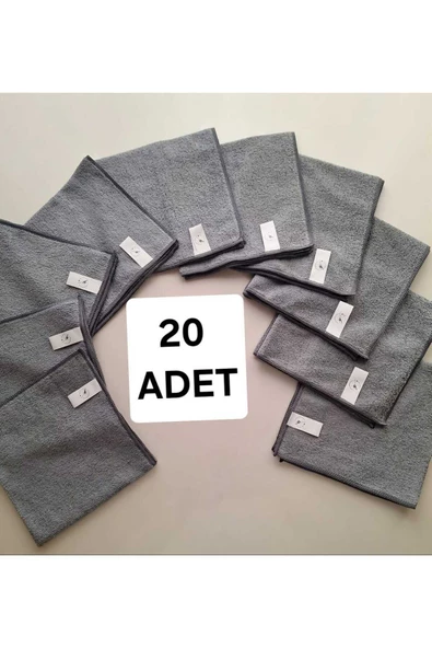 YASİMA Gri Mikrofiber Temizlik Bezi 20 Adet Cam Ev Pencere Araba Temizliği - 4