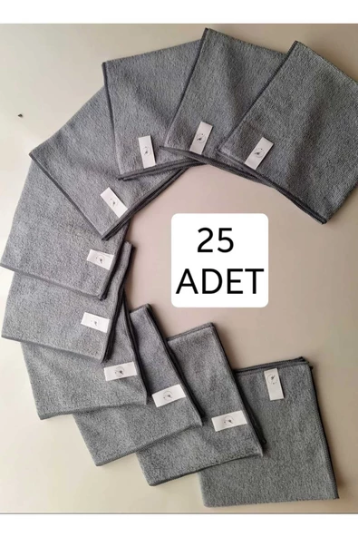 YASİMA Yasima Gri Mikrofiber Temizlik Bezi 25adet Cam Ev Tezgah Üstü Araba Temizliği - 5