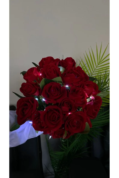 YASİMA 101 Adet 1.Kalite Yapay Kadife Kırmızı Gül kız isteme çiçeği - Resim 5