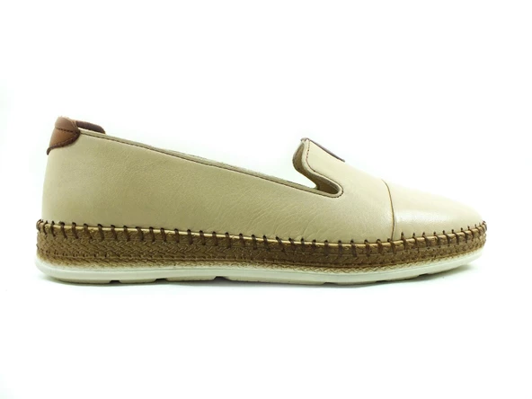 Marine Shoes Hakiki Deri Günlük Bayan Ayakkabı Bej 86 P01 - 3