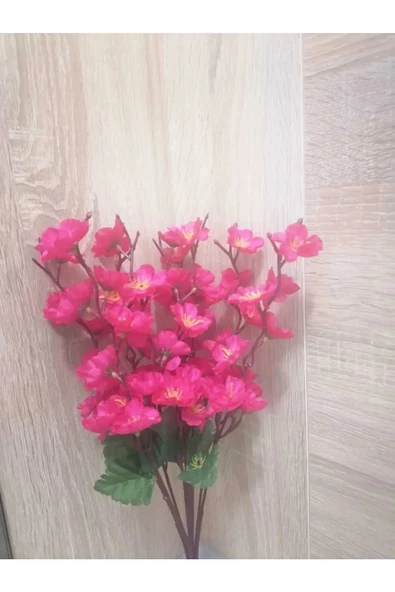 YASİMA 3 ADET KOYU PEMBE  9 DALLI BAHAR DALI SAKSI VAZO DEKOR NİŞAN DÜĞÜN CAM SÜSÜ - Resim 3