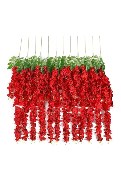 YASİMA Yasima 12li Kırmızı Sarkan Akasya Çiçeği Nişan Düğün Dekor Süslemesi - Resim 2