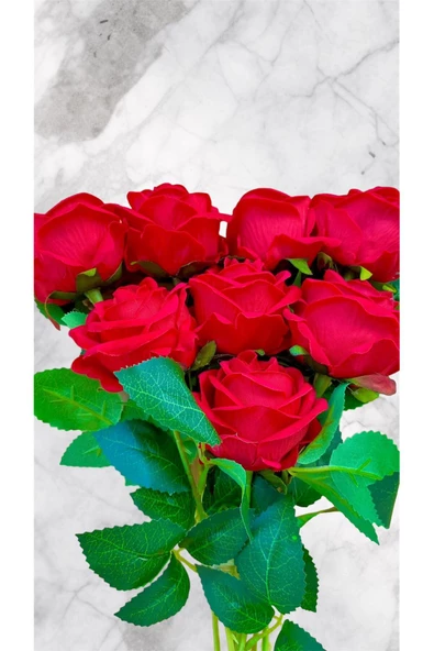 YASİMA 101 Adet 1.Kalite Yapay Kadife Kırmızı Gül kız isteme çiçeği - Resim 6