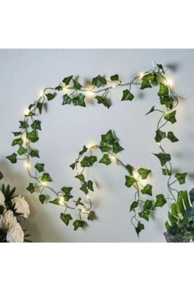 casadilegno Dekoratif Yeşil Yapraklı Yapay Sarmaşık Ve 3 Metre Peri Led Gün Işığı