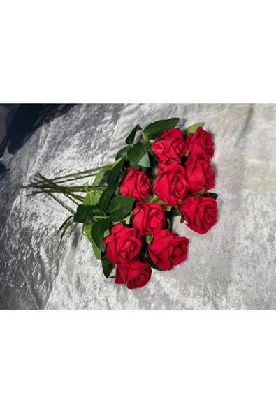 Yapay Buket Yasima Yapay Kadife Gül 10 Adet Kırmızı 50 Cm 245yseri - 3