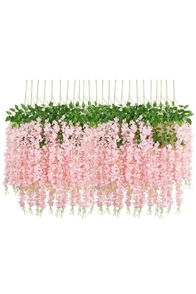 YASİMA Acık Pembe Sarkan Akasya 12li 100CM 3 DALLI Ev Dekor Nişan Düğün - 2