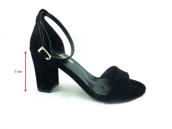 Çarıkçım Tek Bantlı Topuklu Kadın Ayakkabı Siyah-Süet 61 08 - 9