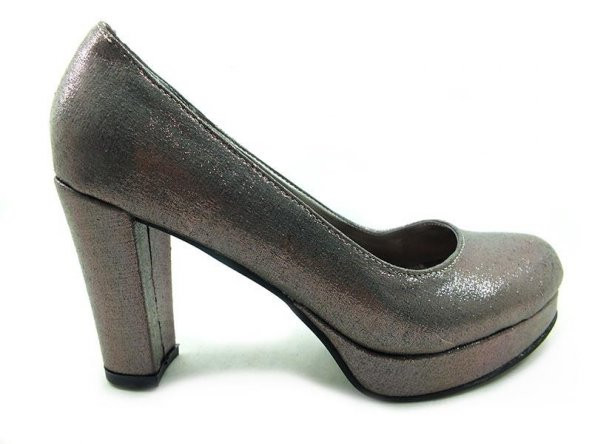 Çarıkçım Bayan Topuklu Ayakkabı Platin-Sıvama 61 1100-15