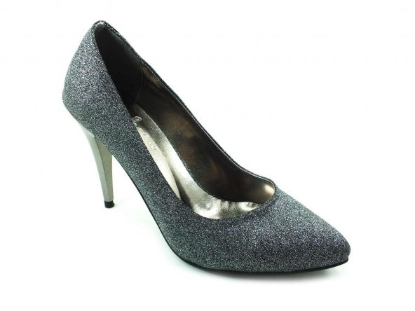 Çarıkçım Stiletto Kadın Ayakkabı Platin-Simli 61 700 - 2