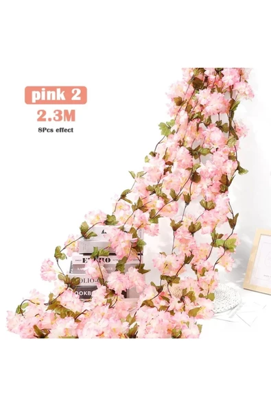 YASİMA Yapay Çiçek Bahar Dalı Sarmaşık Japon Kiraz Çiçekli 230 Cm 18 Çiçekli Dolanabilen Model - Resim 2