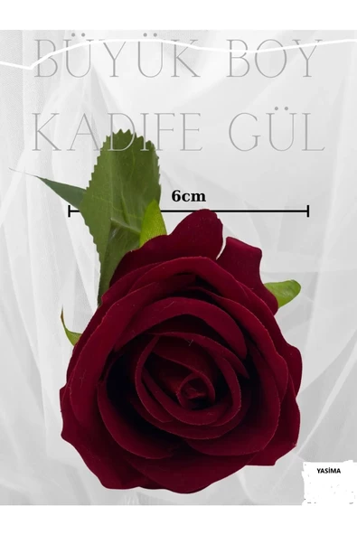 YASİMA 7 Adet 50 cm1. Klaite  Kırmızı Kadife Gül - Resim 6