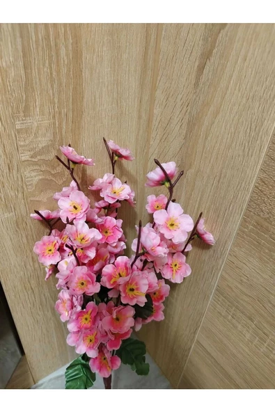 YASİMA 1 ADET AÇIK PEMBE 9 DALLIBAHAR DALI SAKSI VAZO ÇİÇEĞİ DEKOR - 1