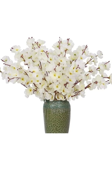 YASİMA Yasimayapay 1 Adet 9 Dallı Bahar Çiçeği 35cm Beyaz Ev Vazo Dekor Süsü - 4