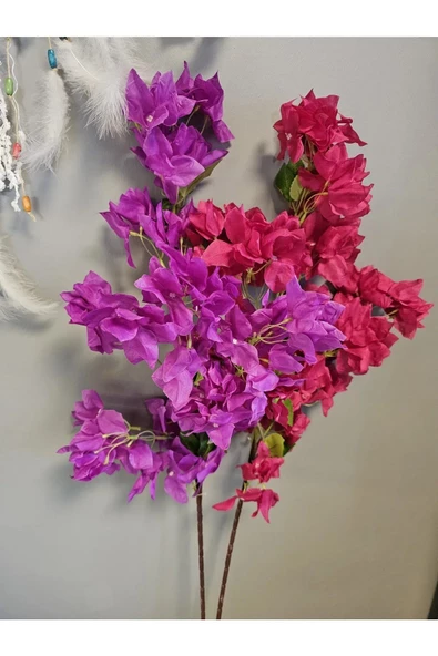 YASİMA Mor ve Fuşya Yapay Çiçek Begonvil Çiçeği Uzun Dallı Sarkan Çiçek 100cm(2adet) - 4