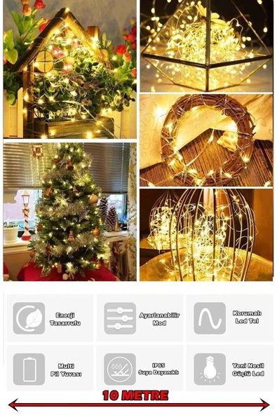 YASİMA 10 Metre Metre Peri Led ,yılbaşı Süsü,ev Dekorasyon,duvar Yılbaşı *süsü - 2