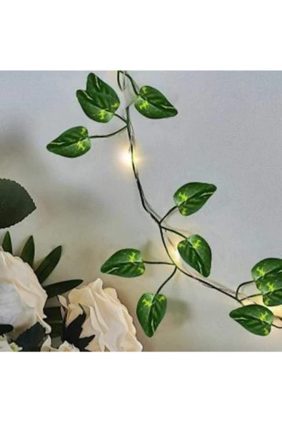 casadilegno Dekoratif Yeşil Yapraklı Yapay Sarmaşık Ve 3 Metre Peri Led Gün Işığı