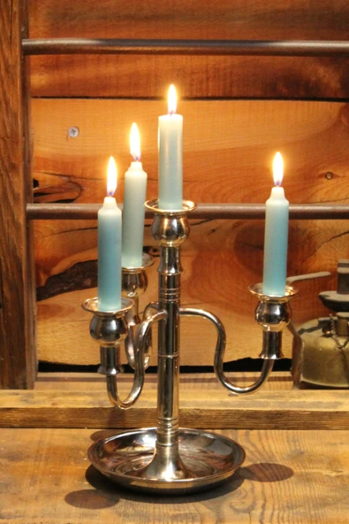 Turna Bakır Vintage 4lü Şamdan Nikel Mum Hediyeli Turna2612-2 - 6