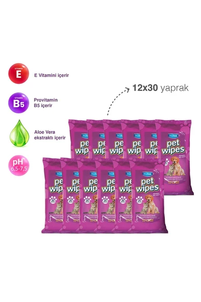 Deep Fresh Pet Temizleme Mendili 12 X 30 Yaprak - 3