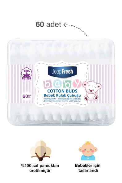 Deep Fresh Bebek Pamuklu Kulak Temizleme Çubuğu 60 Adet - 2