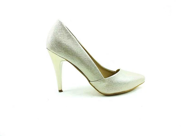 Çarıkçım Topuklu-Stiletto Kadın Ayakkabı Altın-Perde 61 701