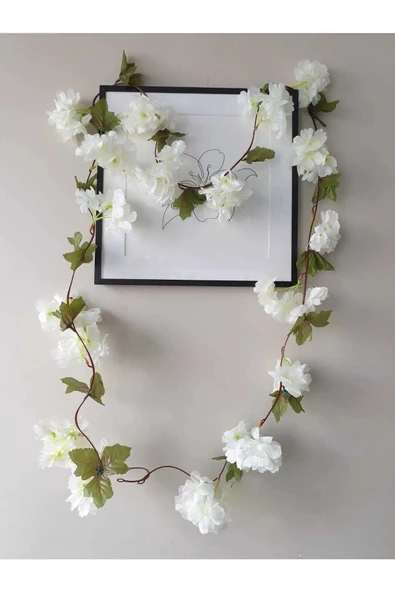 YASİMA BEYAZYapay Japon Bahar Dalı Sarmaşık 220 Cm Sarkan Sarkıt Çiçek Demet - 2