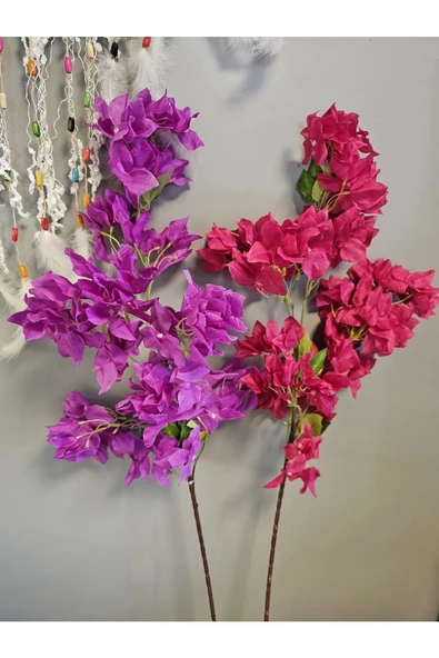 YASİMA Mor ve Fuşya Yapay Çiçek Begonvil Çiçeği Uzun Dallı Sarkan Çiçek 100cm(2adet) - 2