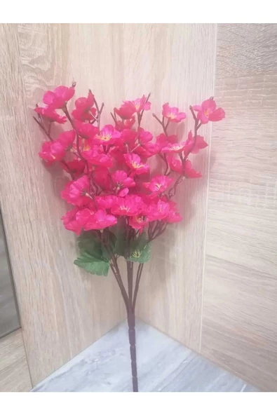 YASİMA 3 ADET KOYU PEMBE  9 DALLI BAHAR DALI SAKSI VAZO DEKOR NİŞAN DÜĞÜN CAM SÜSÜ - Resim 2