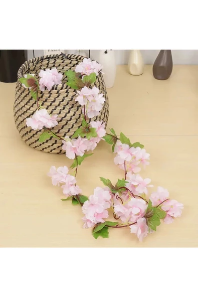 YASİMA Yapay Çiçek Bahar Dalı Sarmaşık Japon Kiraz Çiçekli 230Cm 18Çiçekli 1.Kalite DolanabilenModel - 3